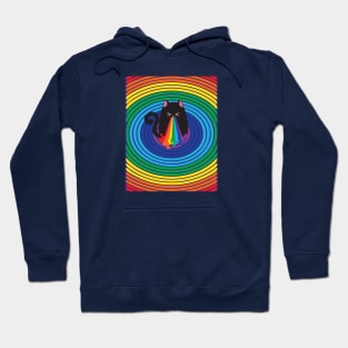 Black cat throw up rainbow Hoodie